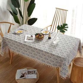 Retro Blue And White Porcelain Chinese Square Dining Table Tablecloth (Option: As Shown In The Figure-140X180CM450g)